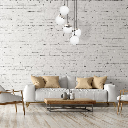Lampa wisząca SFERA 5xE14 Białe Kule Chromowane Detale MLP8885 Milagro Metal + Szkło