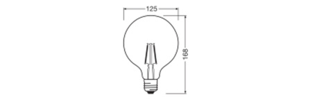 Żarówka LED G125 E27 1.8W = 25W 250lm 2700K Ciepła 300° Filament Performance Class Ledvance