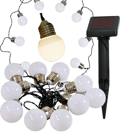 Girlanda Solarna Ogrodowa Ozdobna Łańcuch Świetlny 10 LED Mleczne Kulki