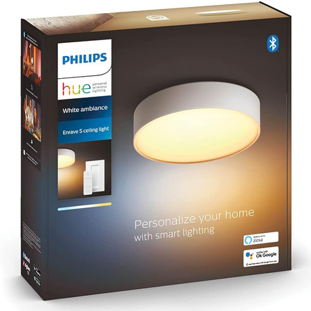 Plafon LED Lampa Sufitowa Natynkowa 9.6W 1220lm IP20 White Ambiance TW Biała 26cm Inteligentna SMART Zigbee Bluetooth Enrave Philips HUE