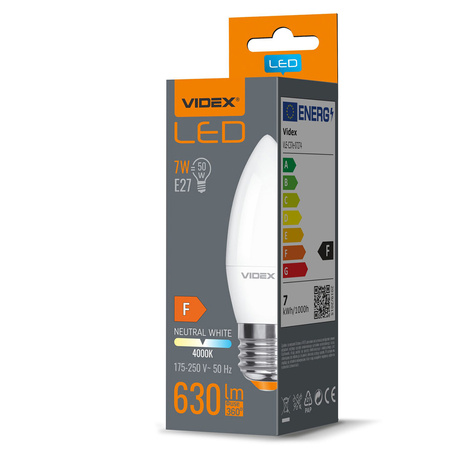 Żarówka LED E27 C37 Świeczka 7W = 50W 630lm 4000K Neutralna 220° Videx