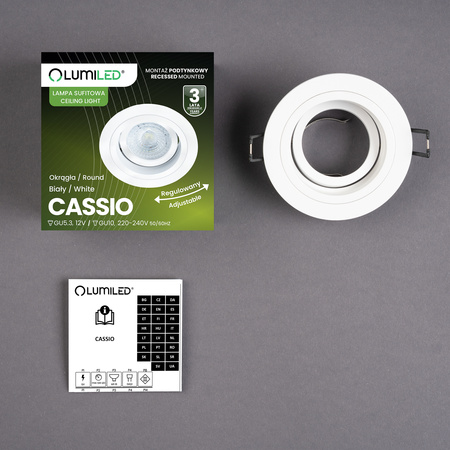 Oprawa HALOGENOWA Podtynkowa Ruchoma GU10 MR16 Okrągła Biała CASSIO LUMILED