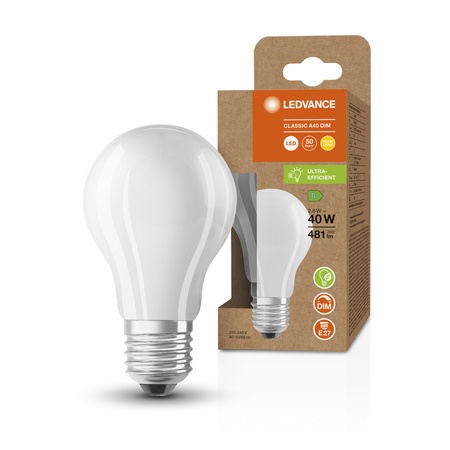 Żarówka LED A60 E27 2.6W = 40W 481lm 2700K Ciepła Biała FILAMENT ŚCIEMNIALNA LEDVANCE