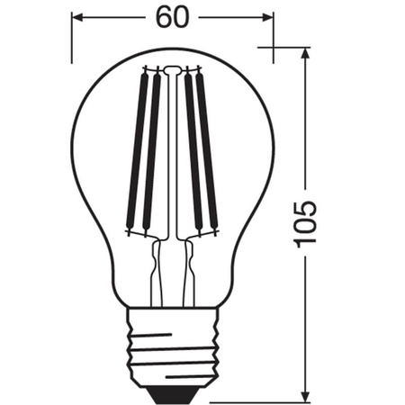 Żarówka LED A60 E27 2.2W = 40W 470lm 3000K Ciepła 320° Filament CLASSIC ENERGY EFFICIENCY Osram