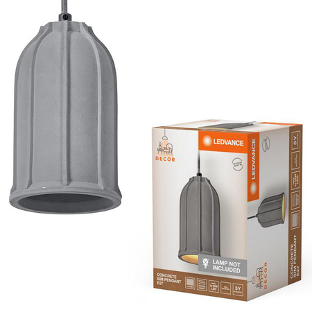 Lampa Sufitowa Wisząca Dekoracyjna E27 Zwis Szary Beton Decor Ledvance