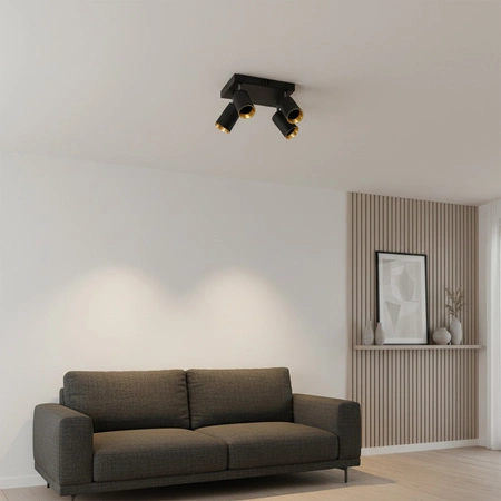 Plafon LED Oprawa Lampa Ścienno-Sufitowa 4 x GU10 MARIBEL Czarny GOLDLUX (Polux)