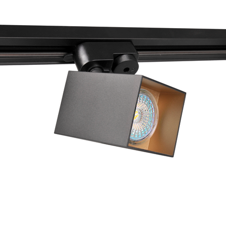 Zestaw Szynowy Szynoprzewód Szyna Listwa 1-Fazowa + 3x Reflektor GU10 Czarna Złota SQUARE Sanico Goldlux