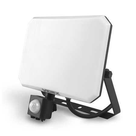 Naświetlacz LED 50W 4750lm 5000K Zimna z Czujnikiem Ruchu i Zmierzchu Czarny z Mleczną Przesłoną Videx