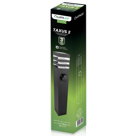 Lampa Ogrodowa Słupek Zewnętrzny Stojący E27 LED z Gniazdem TAXUS 2 60cm LUMILED
