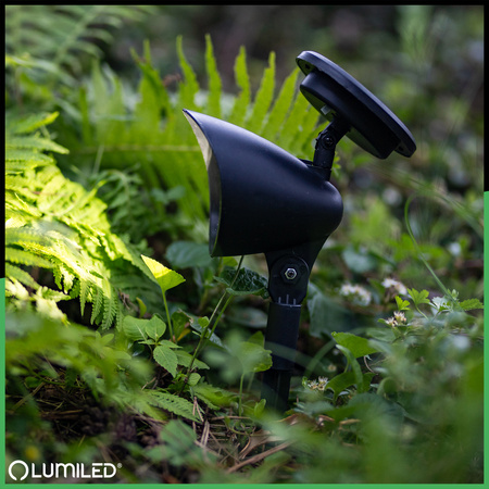 3x Lampa Ogrodowa LED Solarna Wbijana Czarna Kierunkowa OGA Reflektor IP44 6500K LUMILED