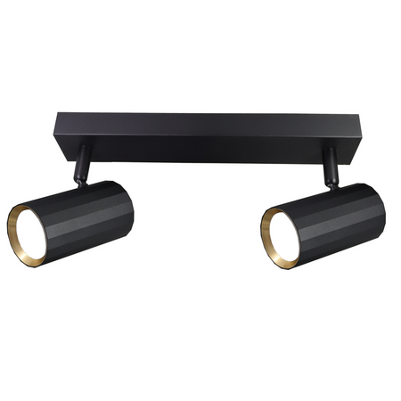 Oprawa Ścienno-Sufitowa Reflektor Punktowy 2x GU10 Czarna Złota NICEA Sanico Goldlux
