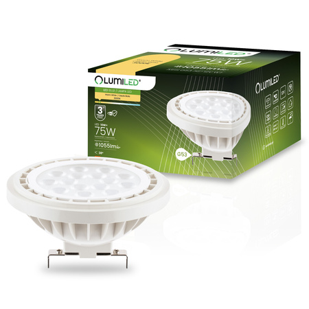 Żarówka LED G53 AR111 10W = 75W 1055lm 3000K Ciepła 38° 12V AC/DC LUMILED