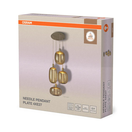 Lampa Sufitowa Wisząca Dekoracyjna 4x E27 Beżowa Decor Needle Pendant Osram