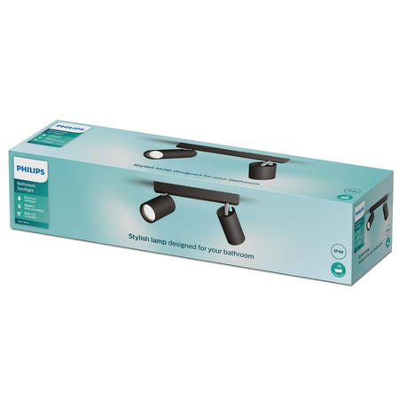 Lampa Sufitowa Reflektor 2x GU10 IP44 Czarna Kosipo Philips