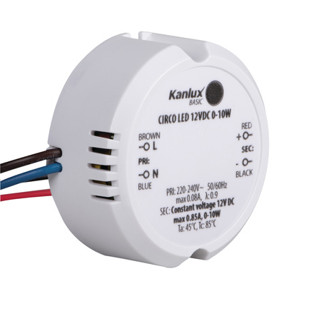 Zasilacz Elektroniczny Stałonapięciowy do Oświetlenia LED 10W 12V DC 0.85A Biały CIRCO KANLUX