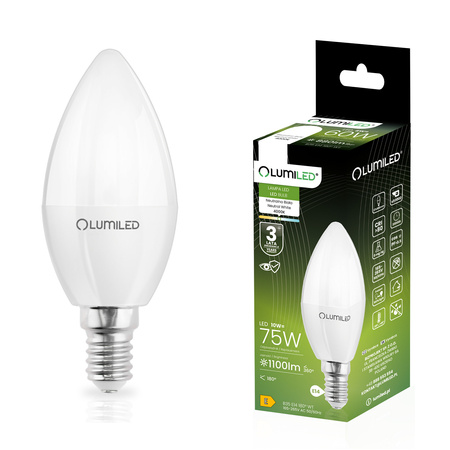 Żarówka LED E14 Świeczka B35 10W = 75W 1100lm 4000K Neutralna 180° LUMILED