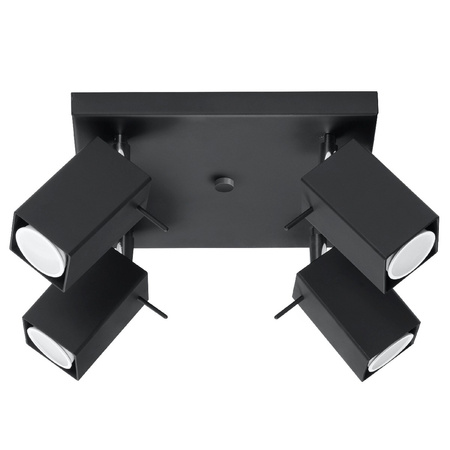 Lampa Sufitowa Oprawa Natynkowa SPOT TUBA Reflektor 4x GU10 Kwadratowa Czarna Nowoczesna Merida Sollux