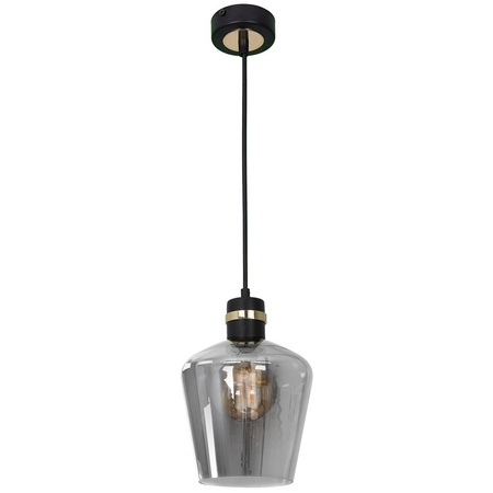 Lampa wisząca RICHMOND 1xE27 Przydymione Szkło Złote Wstawki MLP6538 Milagro Metal + Szkło