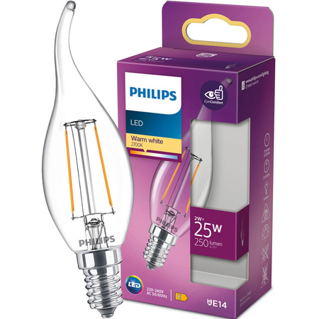 Żarówka LED E14 BA35 2W = 25W 250lm 2700K Ciepła Filament PHILIPS