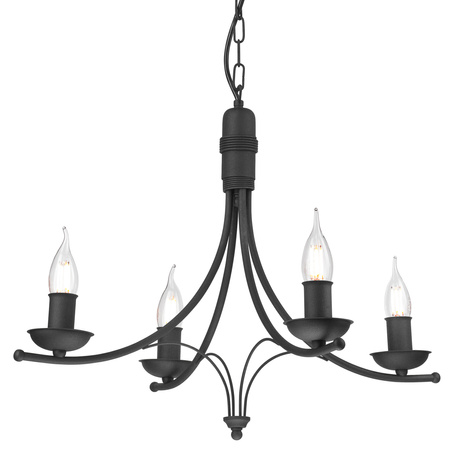 Lampa Wisząca Sufitowa LUCY 4xE14 Żyrandol Czarna Klasyczna LM-4.153 Lamkur