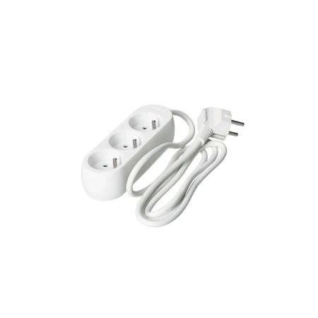 Przedłużacz Sieciowy Wtyk 3x Gniazdo z Uziemieniem Listwa Zasilająca 1.5m Biały Linea Kobi
