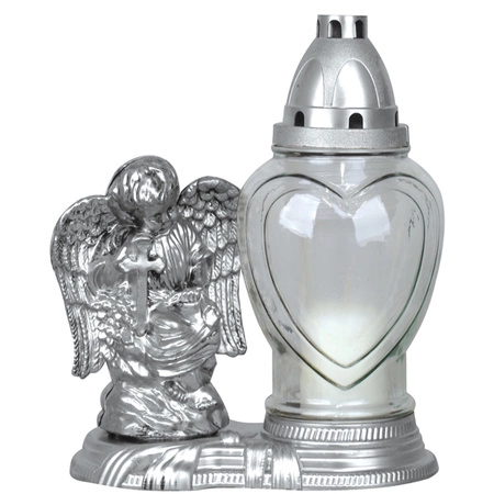 4x Znicz Szklany na Wkład Anioł 28h Całoroczny 23,5cm