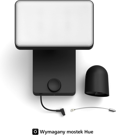 Naświetlacz LED Lampa 30.5W 2250lm IP44 White and Color Ambiance RGB + TW Czarna z Kamerą Zewnętrzną IP 1080p Full HD CMOS Inteligentna SMART Zigbee Secure Floodlight Camera Philips HUE