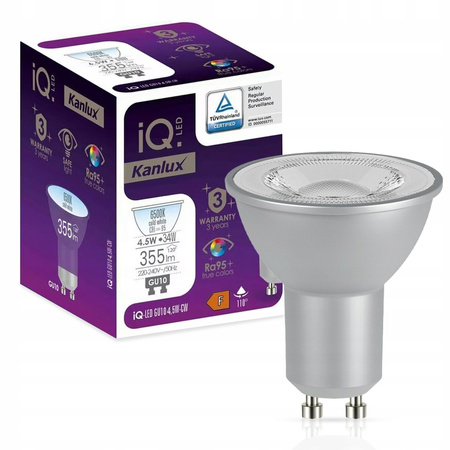 Żarówka IQ - LED GU10 4,5W 355lm 6500K Zimna 110° KANLUX