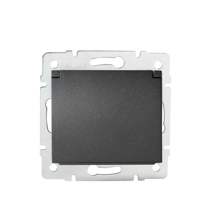Gniazdo Sieciowe Zasilające Pojedyncze 16A Uziemienie IP44 Kwadratowe Grafitowe LOGI Kanlux