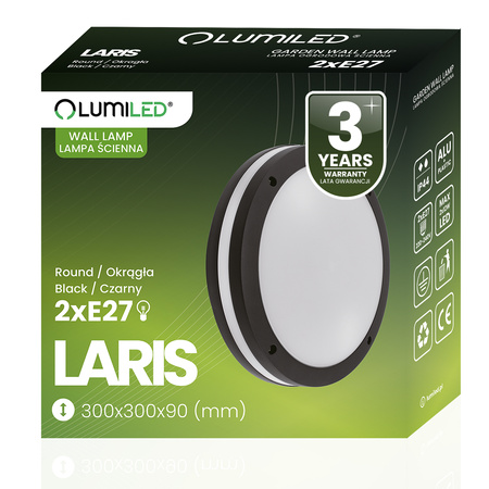 Lampa Ogrodowa Zewnętrzna Ścienna Kinkiet Elewacyjny do LED 2x E27 Okrągły LARIS LUMILED