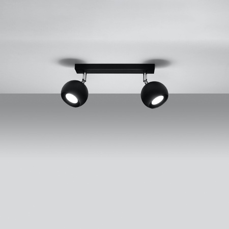 Lampa Sufitowa Oprawa Natynkowa Reflektor 2x GU10 Ruchoma Minimalistyczna Kulista Czarna Nowoczesna Oculare Sollux