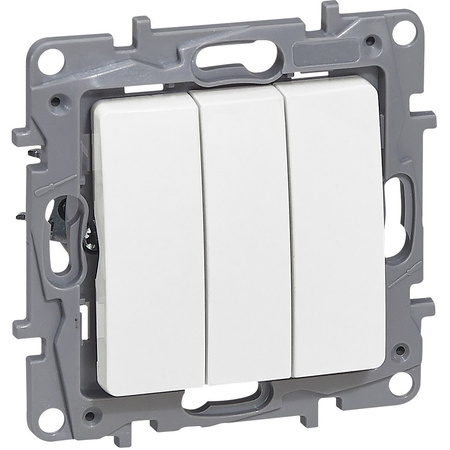 Włącznik Światła Potrójny Świecznikowy Wyłącznik Trzybiegunowy Biały 10AX LEGRAND NILOE