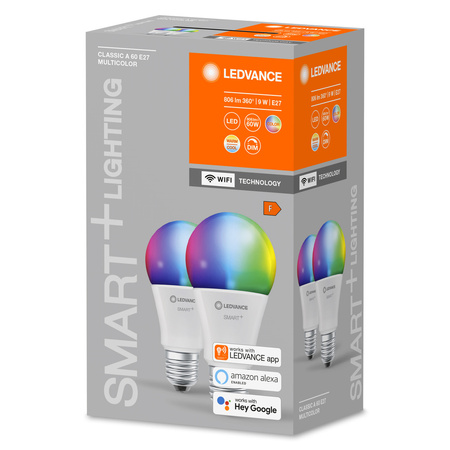 2PAK Żarówka LED E27 A60 9W 806lm RGBW SMART+ WiFi Ściemnialna Classic LEDVANCE