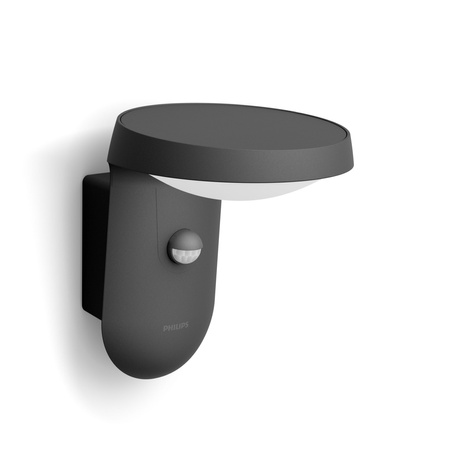 Kinkiet Ogrodowy Lampa Elewacyjna Zewnętrzna LED 9W 800lm 2700K IP44 z Czujnikiem Ruchu i Zmierzchu Antracyt Tyla Philips