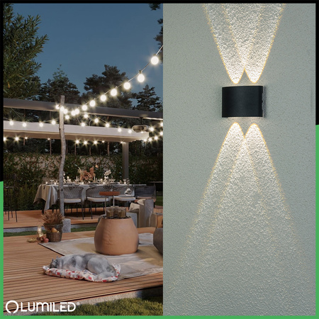 Lampa Ogrodowa Zewnętrzna Kinkiet Elewacyjny 4W LED IP54 Góra Dół UBERO LUMILED