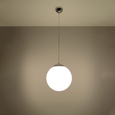 Lampa Sufitowa Wisząca Zwis Kula E27 Kulista Biała Chrom Minimalistyczna Ugo Sollux