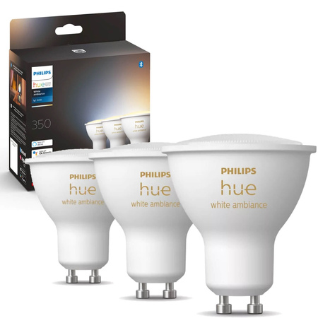 3PAK Żarówka LED GU10 5W CCT PHILIPS HUE White & Ambiance Bluetooth Zigbee