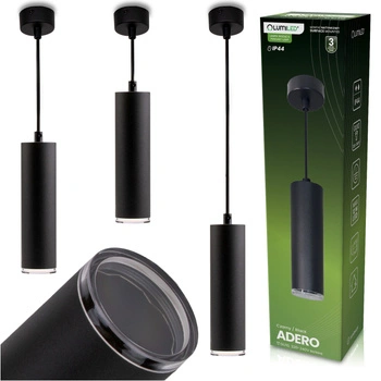 Lampa Wisząca Sufitowa LED GU10 Żyrandol Reflektor Tuba Zwis IP44 ADERO Czarny LUMILED