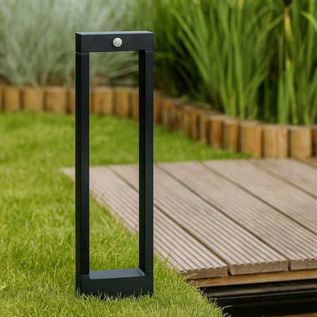 Lampa Solarna Ogrodowa LED Stojąca Ozdobna Słupek Czujnik Ruchu i Zmierzchu IP54 4000K