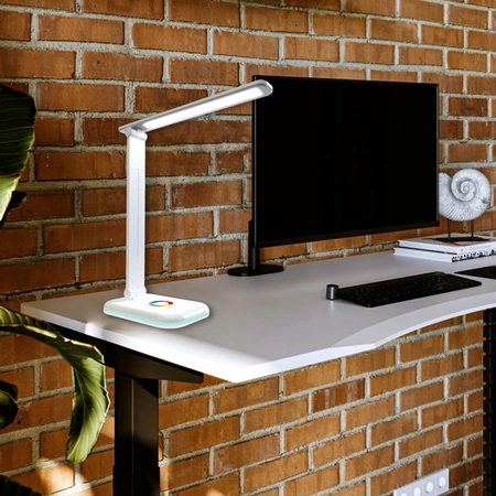 Lampka Biurkowa Stołowa Regulowana Nocna ALMA LED 12W 960lm CCT + RGB Ściemnialna Biała  MasterLED