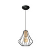 Lampa wisząca sufitowa WILL 1x E27 LOFT Czarna Metal + drewno Milagro