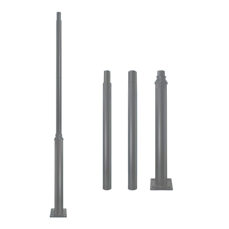 Słup Maszt Oświetleniowy Składany do Lamp Ulicznych Latarni z Oknem Rewizyjnym 3m fi60 Szary KOBI