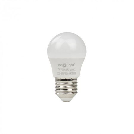 Żarówka LED Kulka P45 E27 7W 630lm 6500K Zimna Ecolight