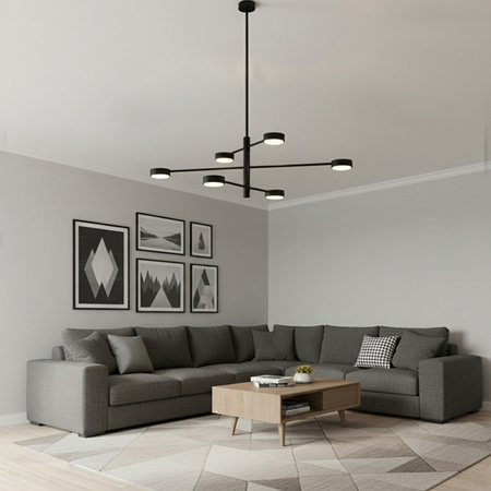 Lampa Sufitowa Wisząca LED 6x GX53 Żyrandol Reflektor Czarna OVILO LUMILED