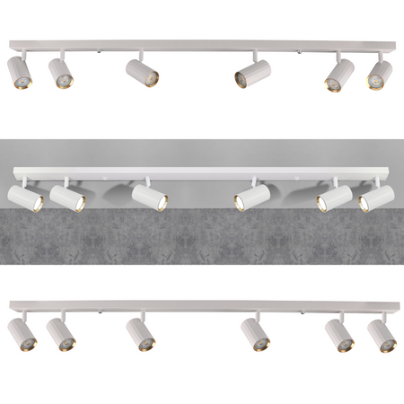 Oprawa Ścienno-Sufitowa Reflektor Punktowy 6x GU10 Biała Złota NICEA Sanico Goldlux