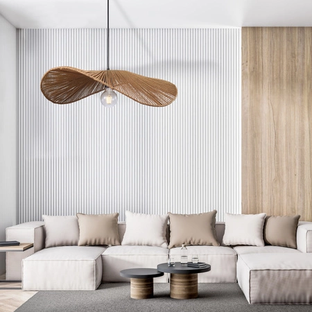 Lampa Sufitowa Wisząca Zwis E27 Beżowy BAMBOO NATURAL Sanico Goldlux