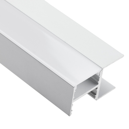 Profil Meblowy Aluminiowy Anodowany do taśm LED KM48 Srebrny Regałowy Nawierzchniowy 2m + Przesłona mleczna + Zaślepki