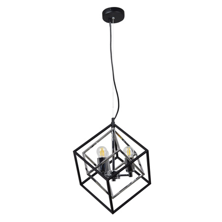 Lampa Sufitowa Wisząca Zwis 3x E27 Chrom Czarna Ikar Sanico Goldlux