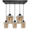Lampa wisząca SANTIAGO 5xE27 Klosz Bursztynowe Szkło MLP6617 Metal + Szkło