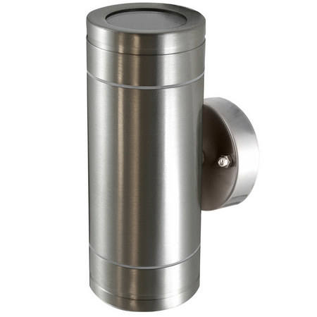 Kinkiet Ogrodowy Lampa Elewacyjna góra dół LED 2xGU10 OLIMP Podwójna Srebrna - GOLDLUX (Polux)